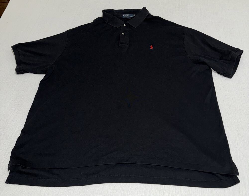 Polo Ralph Lauren Polo Shirt Men 3XB Big Tall Black Pony Soft Short Sleeve EUC
